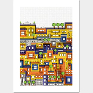 Cute City Illustration Posters and Art